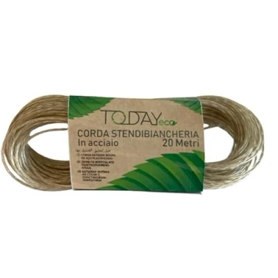 Image of Today Outdoor Clothesline 20m with Steel Core and Plastic Coating Rust Proof, Extra Strong, Ideal for Balconies Gardens