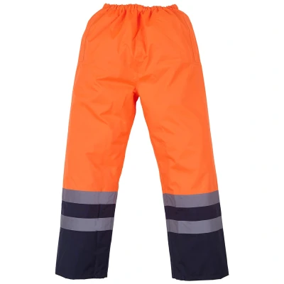 Image of Yoko Men&#039;s Yk072/Hvp463 Hi Vis Waterproof Overtrousers Orange/Navy, Medium