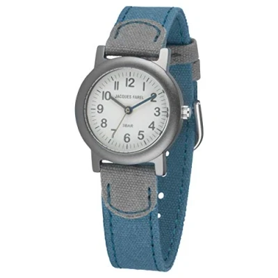 Image of JACQUES FAREL Children&#039;s Eco Watch Textile Strap Made of Organic Cotton Boys Aluminium Analogue Quartz ORG 0777