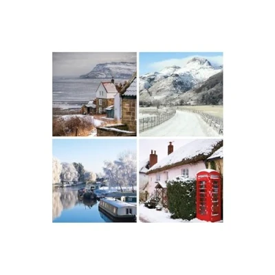 Image of Box of 12 British Snowy Landscapes Multiple Charity Christmas Cards In 4 Designs