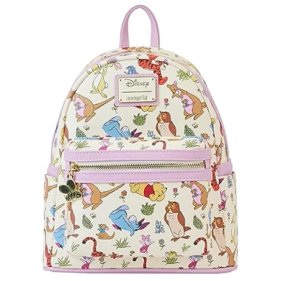 Image of Loungefly Disney Mini Backpack Winnie the Pooh Eeyore Friends AOP Shoulder Bag, Cream