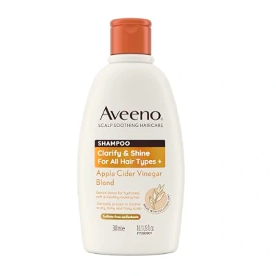 Image of Aveeno Clarify and Shine Apple Cider Vinegar Scalp Soothing Shampoo for all Hair Types 300ml