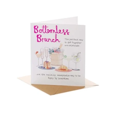 Image of UK Greetings Birthday Card for Her/Friend Funny Bottomless Brunch Design