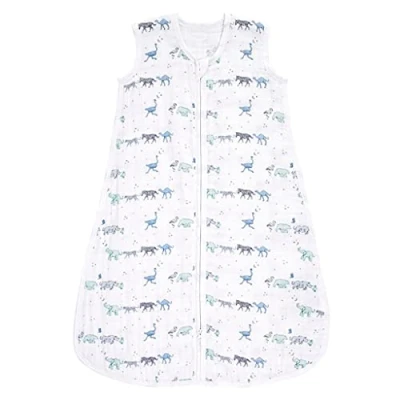 Image of aden + anais Animal Sleeping Bag Pack of 1 100% Wearable Cotton Muslin Sleep Sack Soft &amp; Lightweight Unisex Swaddle Blanket for Girls Boys 0 6 Months Newborn Infant Essentials