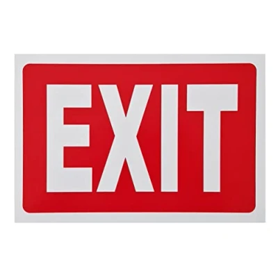 Image of 3 x Exit Sign Red High Contrast Way Out Fire Warning Safety Door Notice