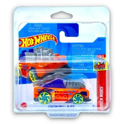 Image of Hot Wheels Custom Small Block (Orange, Blue &amp; Green) 2/5 Brick Rides 2023 30/250 (Short Card) COMES IN A KLAS CAR KEEPER PROTECTIVE COLLECTORS CASE HKH16
