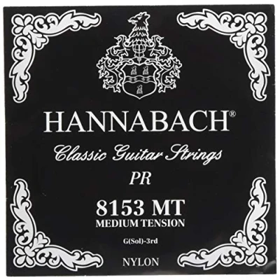 Image of Hannabach 652528 Strings for classic guitar Series 815 Medium tension Silver special Set of 3 bass