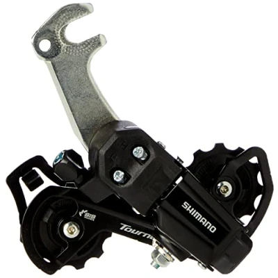 Image of Shimano Tourney/TY Tourney TY200 rear derailleur, 6/7 speed, with bracket, Black, GS medium cage