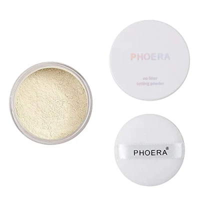 Image of ABRUS Translucent Makeup Setting Matte Face Powder + Puff, Long Lasting Lightweight Foundation Make Up Fixer (01 Translucent)