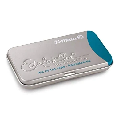 Image of Pelikan Fine Writing 4012700300102 Edelstein Ink of The Year 2016 6 Cartridges Aquamarine/Petrol Blue