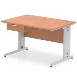Image of Impulse 1200x800 Desk Beech/Silver Cable Managed Leg 1 Dr Fixed Ped