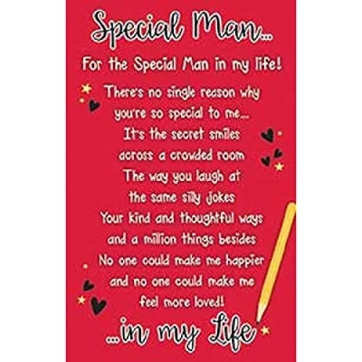 Image of Piccadilly Greetings Special Man In My Life Wallet Card and Envelope Keepsake Verse Gift