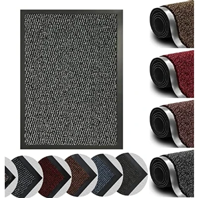 Image of Dirt Trapper Door Mat for Indoor&amp;outdoor, 80x140 Cm, Beige, Washable Barrier Mat, Heavy Duty Non Slip Entrance Rug Shoes Scraper, Super Absorbent Front Carpet