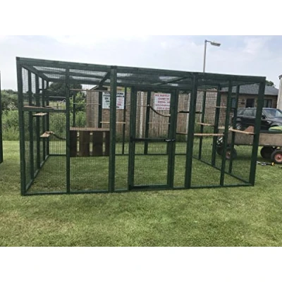 Image of Cat Run PVC Green 8ft x 12ft Large Catio Plan Pen Shelves …