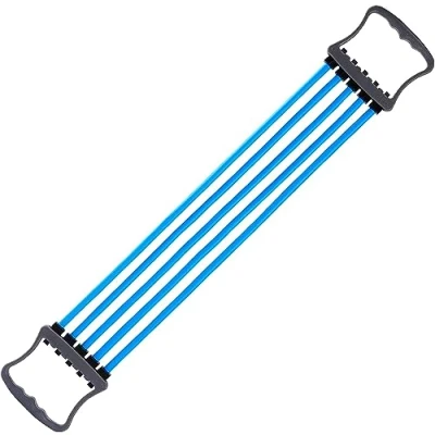 Image of Chest Expander Rubber with 5 Tubes, Adjustable Puller,Adjustable Expander,Muscle Pull Exerciser,Chest Fitness,Used for Family, Gym, Shoulders and Arms Training (BLUE)