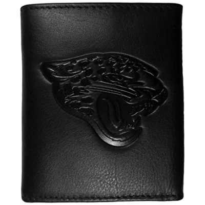 Image of Siskiyou Sports NFL Mens Jacksonville Jaguars Embossed Leather Tri fold Wallet One Size Black