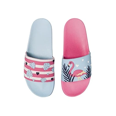 Image of Dedoles Sliders &amp; Slippers for Women, Men Kids Sandals Funny Designs Plane Coffee Party Pizza Fox Bear Cherry Flamingo Footwear Gift, Colour: Love Flamingos, Size: 8,5 UK