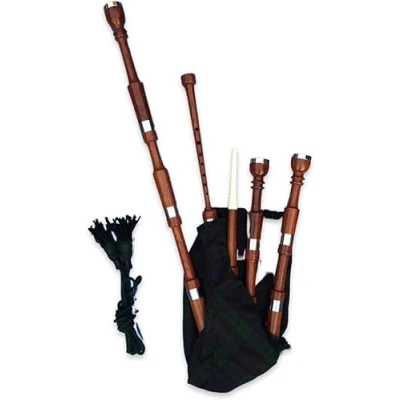 Image of McWilliams Bagpipe, Traditional Scottish Highland Bagpipes For Beginners Adult With Complete Accessories (Brown P BlackWatch)