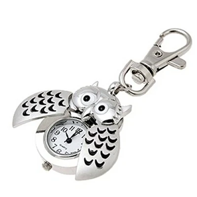 Image of Women&#039;s Pastel Coloured Everyday Watch owl Quartz Silver Clock Key Mini Open Double Ring Metal