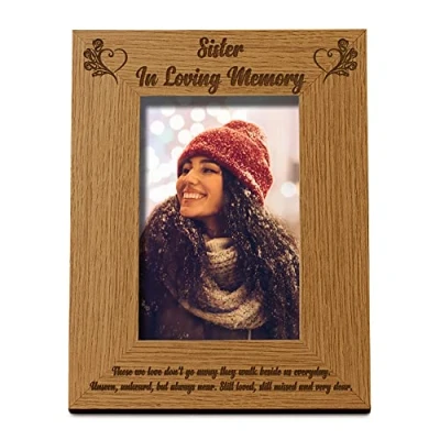 Image of ukgiftstoreonline Sister In Loving Memory Remembrance Portrait Wooden Photo Frame Gift (5 x 7 Inch)