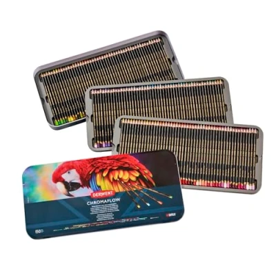 Image of Derwent Chromaflow Pencils, Set of 150 in Tin, 3.5mm Round Core, Premium Core Strength, Blendable with Smooth Texture, Ideal for Drawing, Colouring &amp; Layering, Professional Quality, 2306263