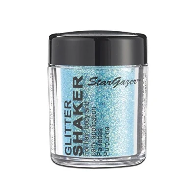 Image of Stargazer glitter Shaker, Blue. Cosmetic powder for use on the eyes, lips, face, body, hair and nails.