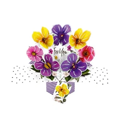 Image of For You Floral Pansies Any Occasion Pop Up Greeting Card 3D Cards