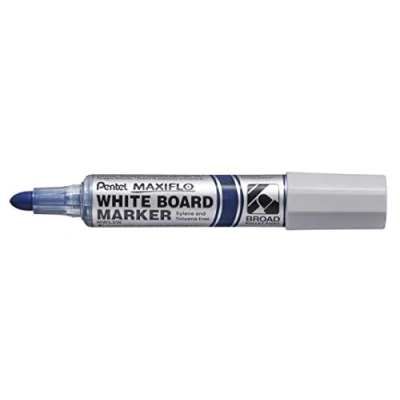 Image of Pentel Maxiflo Broad Point Liquid Ink Dry Wipe Marker MWL5W Pack of 12, Blue