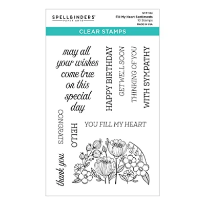 Image of Spellbinders Fill My Heart Sentiments Clear Stamp Set from The Stylish Ovals Collection, ONE
