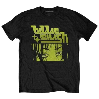 Image of Billie Eilish T Shirt Anime Logo Official Unisex Black XXL