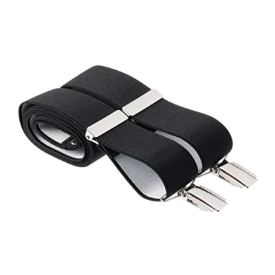 Image of MANDITTIONS Black Trouser Braces 35mm Wide 4 Silver Clips 44 Inch