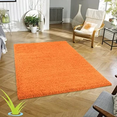 Image of Wadan 80x150cm Orange Shaggy Rugs Living Room 5mm Thick Pile Extra Large Small Medium Rectangular Size Soft Touch Area Non Shedding