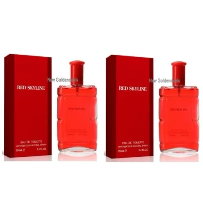Image of Modaleo Men’s aftershave Eau De Toilette Spray for him Men Perfume 100ml (2 x Red SkyLine Aftershave)