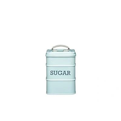 Image of KitchenCraft Living Nostalgia LNSUGARBLU Metal Sugar Canister, 11 x 17 cm Vintage Blue