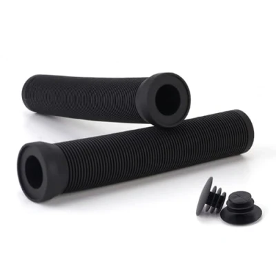 Image of Wilitto Scooter Grips Bike Handlebar with Bung Ends, Soft Rubber Flangeless Mountain Handles For Stunt Scooters, MTB, BMX Urban Bike, Tricycle, Wheel Chair Black