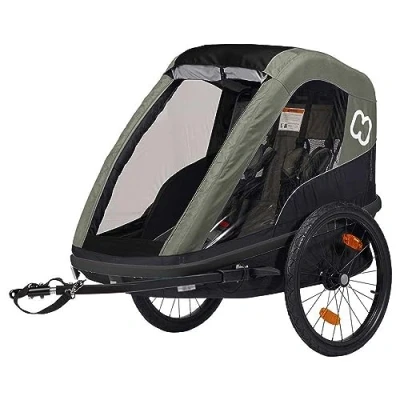 Image of HAMAX Avenida Twin Child Bike Trailer: Olive Green