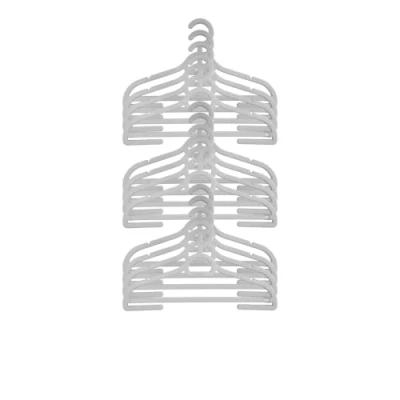 Image of 12 x Children Coat Hangers for Clothes Kids Child Baby Non Slip Bulk Strong 100% Recycled Plastic 29cm 18cm Grey