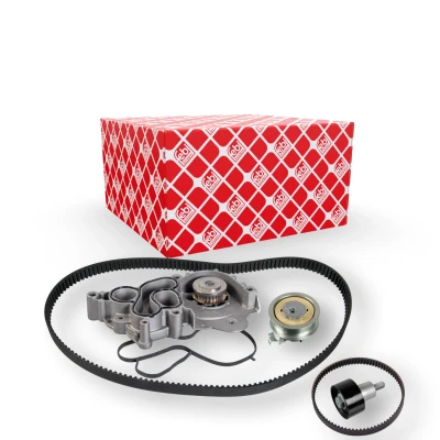 Image of 04E109119C, 04E109119CS7, 4E109119CS7 water pump + Timing Belt Kit FEBI BILSTEIN 173354 with 163 20mm rounded tooth profile Metal