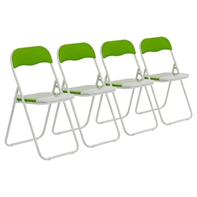 Image of Harbour Housewares Green/White Padded, Folding, Desk Chair Pack of 4