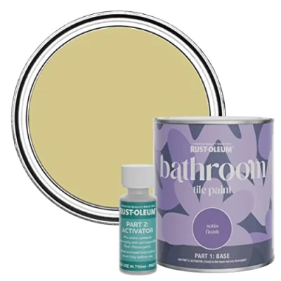 Image of Rust Oleum Green Water Resistant Bathroom Tile Paint in Satin Finish Wasabi 750ml