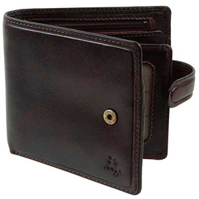 Image of Mens Italian Leather Stylish RFID Protected Tabbed Wallet by Visconti Tuscany Gift Box Brown