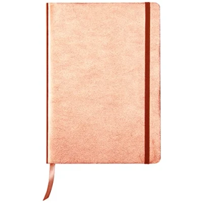 Image of Clairefontaine Ref 400095C Cuirise Hard Cover Notebook (72 Sheets) A5 Size, 90gsm Vellum Paper, Lined Rulings, Pocket for Loose Documents, Lambskin Copper