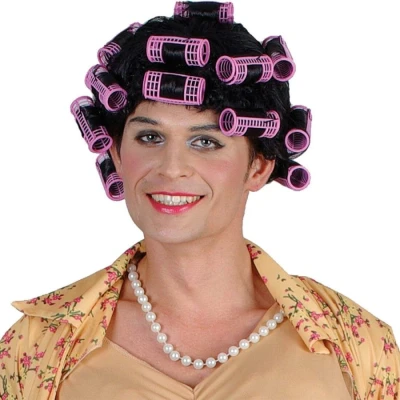 Image of Funny Granny with Rollers Fancy Dress Wig