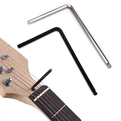 Image of 2 Pcs Guitar Wrench, Black 4mm Ball Head, Silver 5mm Length 125mm, Width 75mm, Metal Wrench Tool, Allen for Martin Acoustic Guitar, Truss Rod Adjustment