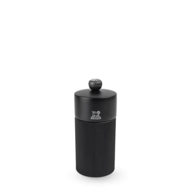 Image of PEUGEOT 12 cm Line Pepper Mill Classic Adjustment Aluminum and PEFC Certified Wood Made in France Matte Black Finish