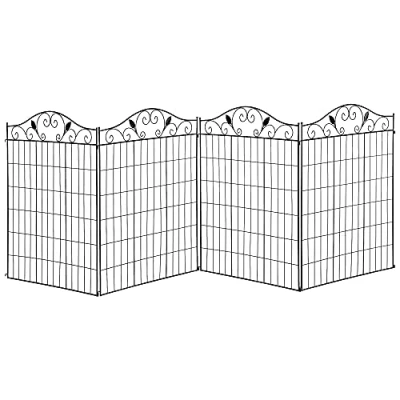 Image of Outsunny Garden Decorative Fence 4 Panels 44in x 12ft Metal Wire Landscape Border Edging