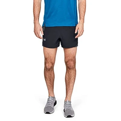 Image of Under Armour Men Qualifier Speedpocket 5&#039;&#039; Short Black/Pitch Gray/Reflective (002), 2X Large