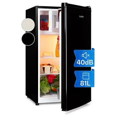 Image of KLARSTEIN Cool Cousin Fridge Freezer Combination Capacity: 80 Litres, Refrigerator: 69 3 Star Freezer: 11 Energy Efficiency Class E, 2 Glass Levels, Crisper Compartment, Black