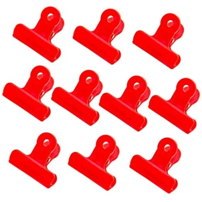 Image of Bulldog Clips, 1.9 Inches Plastic, Pack of 10 (4 Fresh Color) (Red)