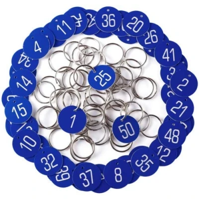Image of Sourcemall Plastic ID Number Tags Key with Rings (1 50, Blue)